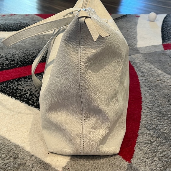 Joy Mangano Clothes It All White Textured Leather Top Handle zip Closure Purse - Picture 11 of 16